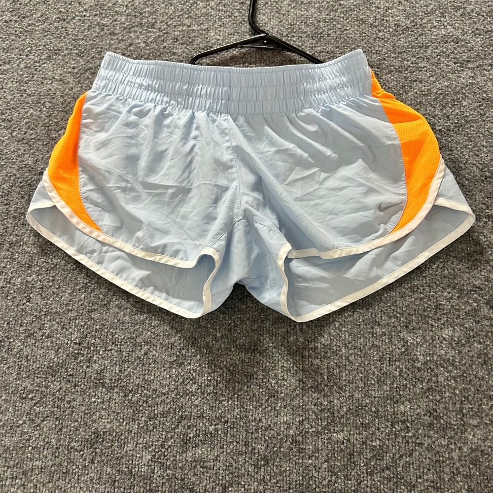 Nike Running Shorts Womens Size M Light Blue Orange Dri-Fit Mesh Athletic Liner